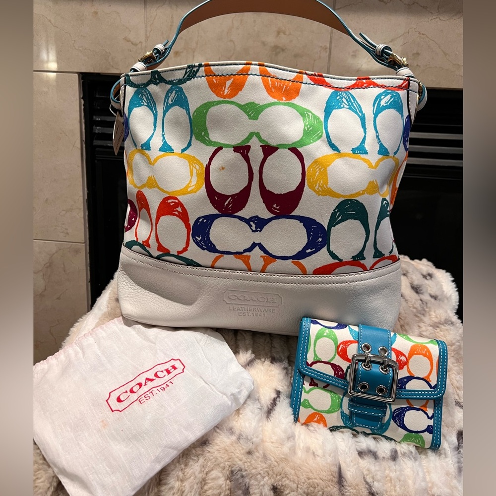 COACH new with tag, multicolor with new wallet. ($175 for bag/$60 for wallet)